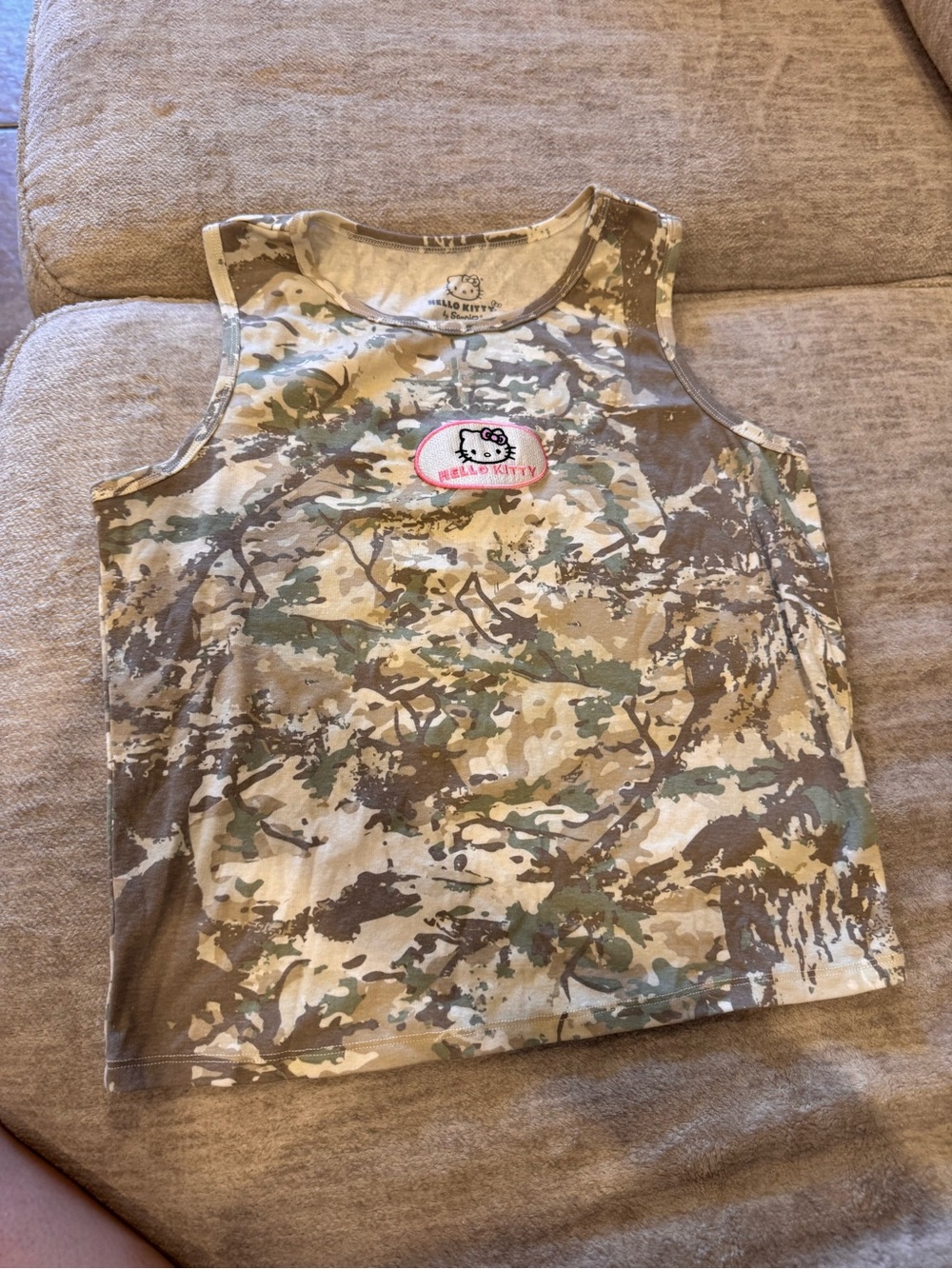 Hello Kitty by Sanrio Camo Muscle Tank with Patch